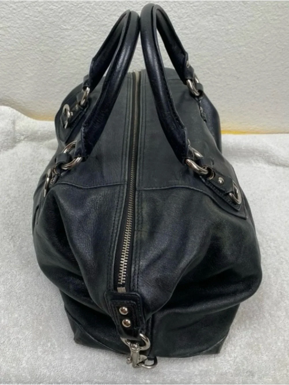 Coach Womens Black Leather Silver Hardware Satchel Classic Bag Purse Streetwear